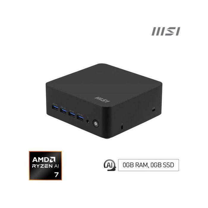 MSI Cubi Z AI 8M AMD Ryzen 7 8845HS Barebone sized PC AMD SoC 3 8 GHz Haut parleurs intégrés - vue 2