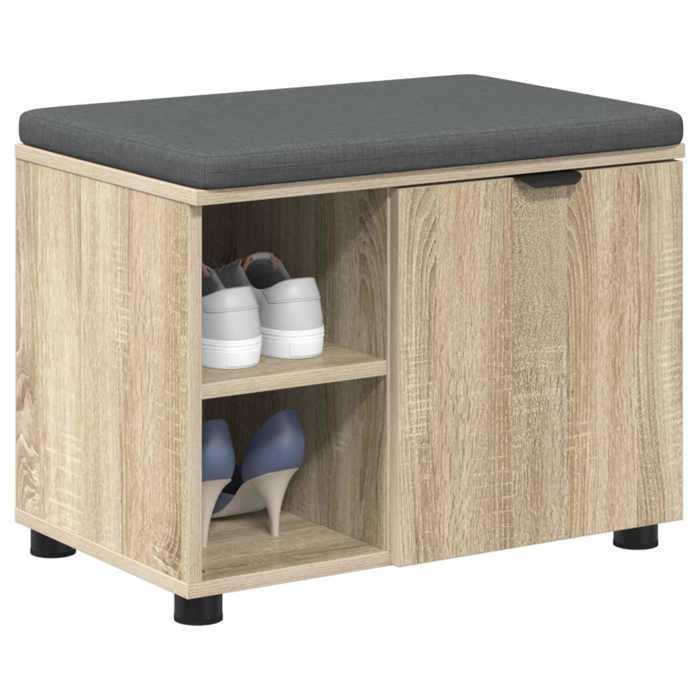 [76283]Banc dentrée - Meuble d Entrée - Grand espace de rangement - avec coussin Uni Chêne Sonoma 60x38x46 cm Poids:14.59 Kg