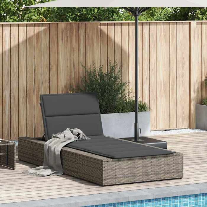 STAR SALE® Transat avec coussin - Résistance aux UV - flottant - gris résine tressée 210x100x27.5/47/67/79 cm T4812