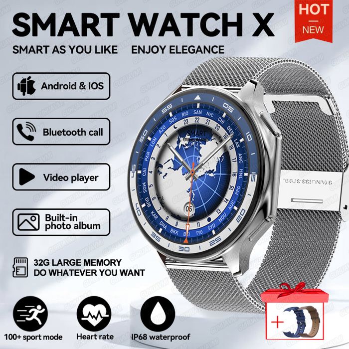 Montre intelligente étanche GUHUAVMI OPPO Watch X Mémoire 4G Appel Bluetooth Écouteurs TWS Écran AMOLED