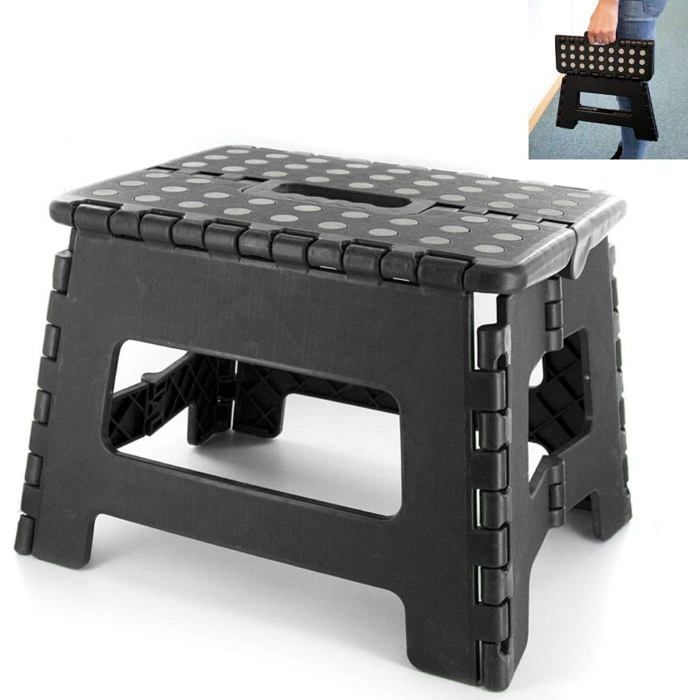 Marchepied Pliable - Tabouret Pliant - Facile d’utilisation - Pratique - Rehausseur - Noir - 22x22x29cm / Charge max 120kg