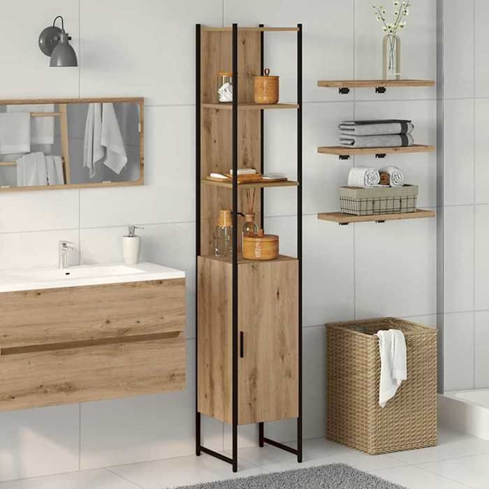 Meuble WC Magnifique - Marron Armoire de salle de bain - Anti lhumidité - chêne artisanal 33x33x1855cm - Pour maquillage CL3933538