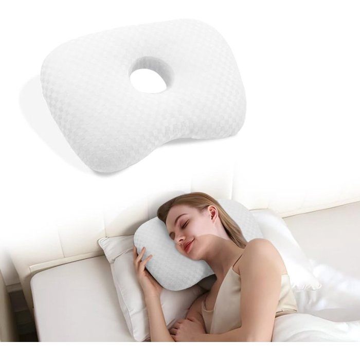 Oreiller - Oreiller de sommeil -Oreiller pour piercing doreille - Forme ergonomique - avec trou pour soulager les douleurs