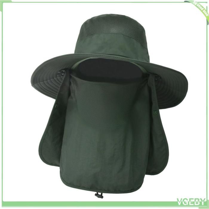 Casquette de pêche - FAFEICY - Multifonction - Large bord 10 cm - Couvre‑visage amovible - Taille unique