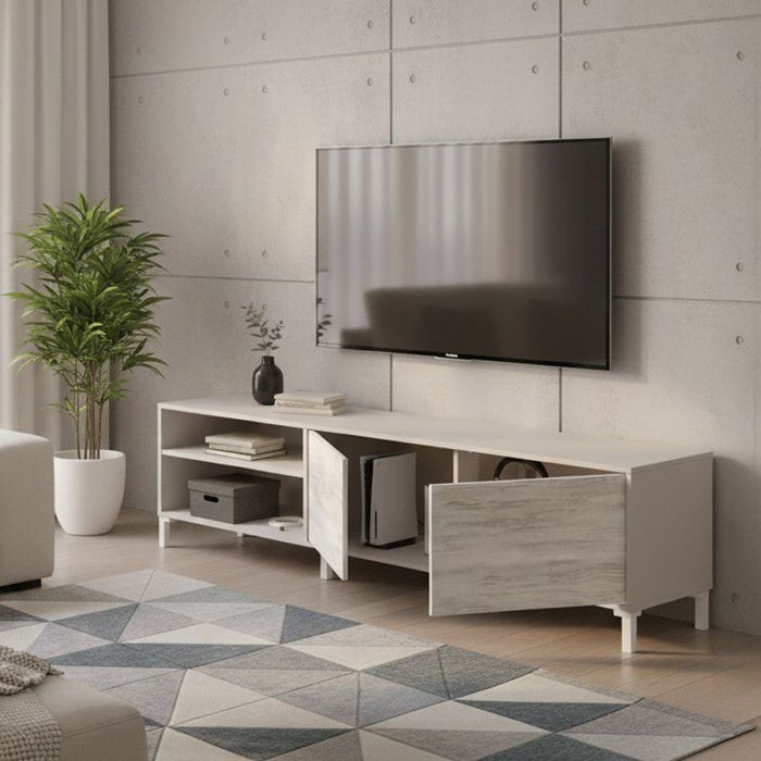 Meuble TV Nociglia Dmora en bois mélaminé beige 180x40x47h cm Meuble TV Nociglia Dmora en bois mélaminé beige 180x40x47h cm