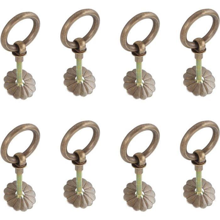 Lot de 8 poignées vintage en laiton poignées darmoire florales installation facile pour commode armoire et armoires Laiton