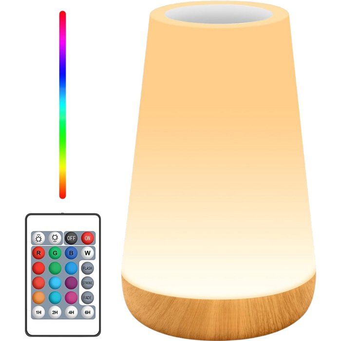 Veilleuse Led Tactile 360° 13 Couleurs Rgb Intensité Réglable Télécommande Rechargeable Usb Lampe D’ambiance Portable