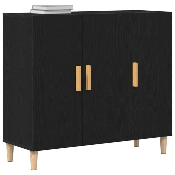 Buffet bahut - vidaXL - bois dingénierie - chêne noir - 3 portes - grand rangement - 90 x 34 x 80 cm 68vuc22l
