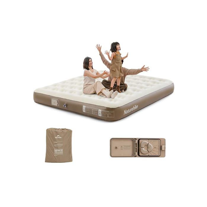 Matelas autogonflant - NATUREHIKE - 200x180x25 cm - 3 places - Pompe intégrée 3000 mAh - Nid dabeille 450 kg