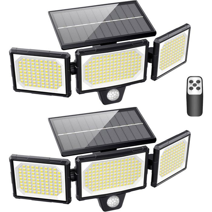 [Lot de 2] Lampes Solaires Extérieur Puissante avec Détecteur de Mouvement IP65 Solaire éclairage Mural dextérieur