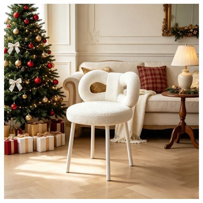 Wilitto Tabouret de Coiffeuse - Simili-laine -  Moderne et épuré - Confort luxueux - 37x37x46cm