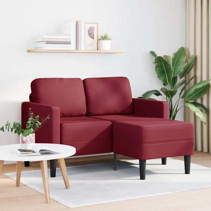 vidaXL Canapé 2 places avec méridienne en L couleur bordeaux 125 cm en similicuir Cadre robuste et stable &853