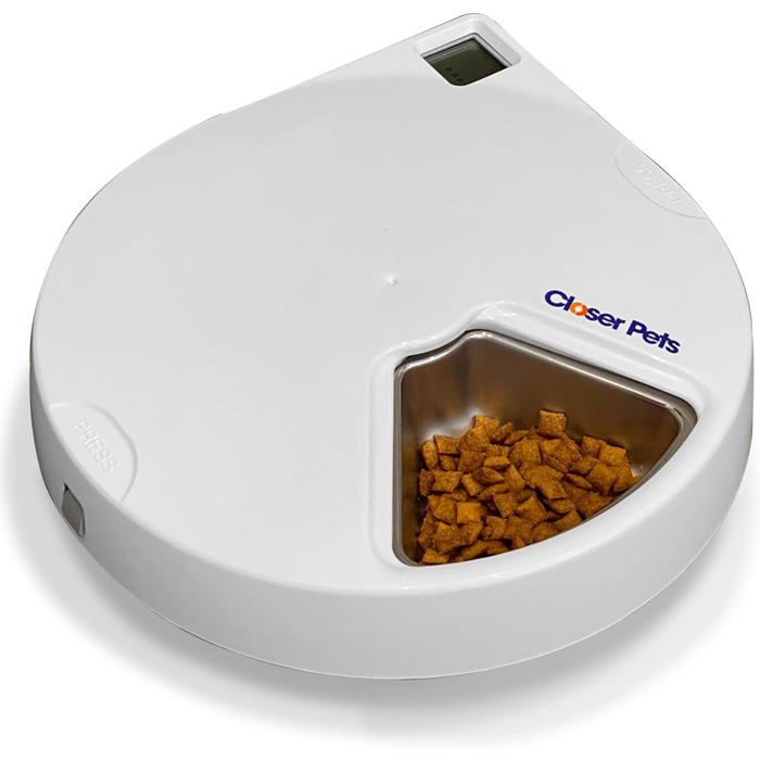 Cat Mate Mangeoire Automatique À Cinq Repas Avec Inserts De Bol En Acier Inoxydable Et Blocs De Glace (C500)