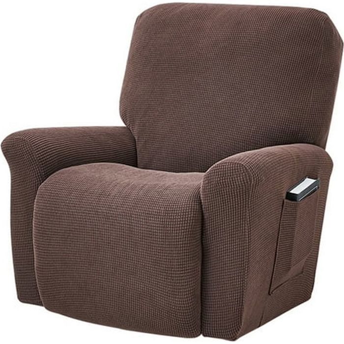 Housse de fauteuil inclinable extensible en jacquard - polyester - 6 % élasthanne - 4 parties