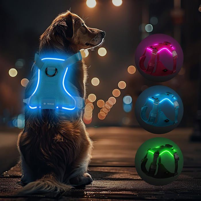 Harnais Lumineux Pour Chien – Harnais Réfléchissant Rechargeable – Gilet De Sécurité À Del Pour Promenades Nocturnes – Gilet De