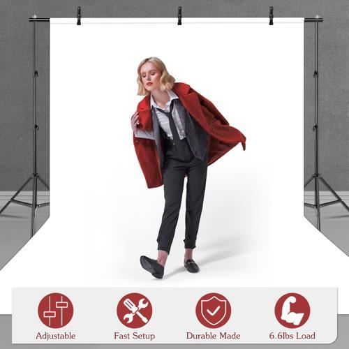 Kit studio photo professionnel avec 1 supports de photographie 2.6×3M-6 pince à embout-2 sac