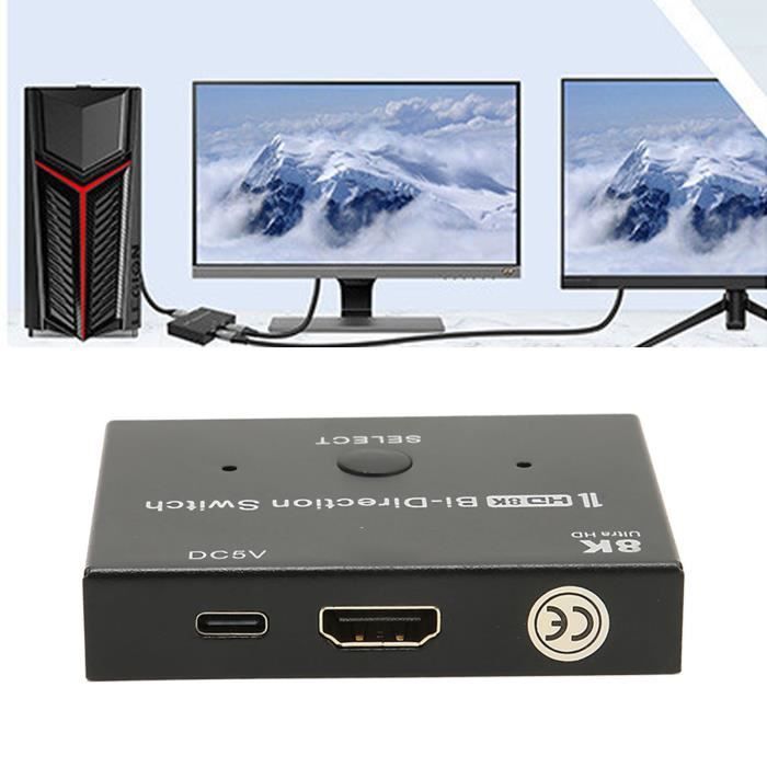Commutateur USB 2.0 Bidirectionnel 1 Entrée 2 Sorties - Sélecteur KVM Pour Partager Périphériques
