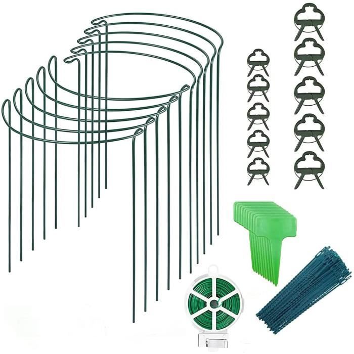 Piquet De Sol Leroy Merlin Lot De 10 Piquets De Jardin En Métal Avec 15 Clips De Fixation De Vigne, 61 Cm De Haut, Piquets De Fleurs à Tige Unique, Support De