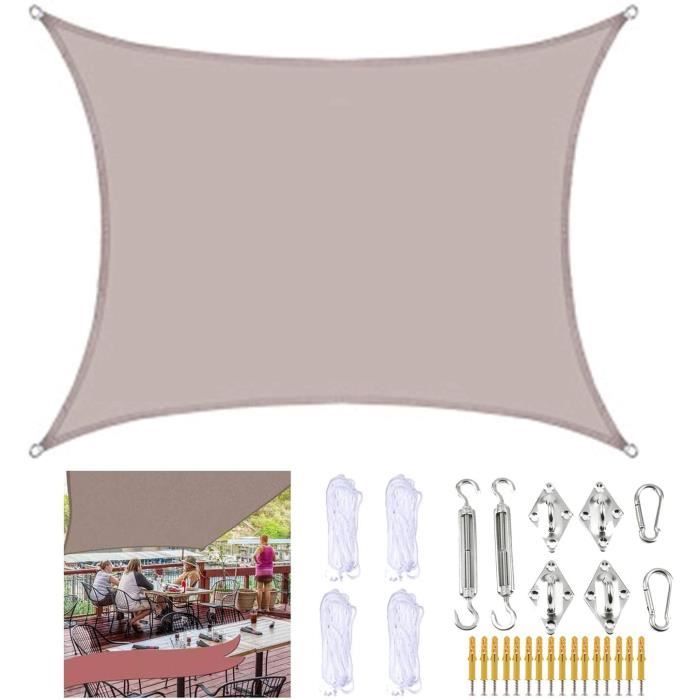 A r Voile D ombrage Rectangle Avec 4 Corde Et Kit De Montage Toile a-r-voile-d-ombrage-rectangle-avec-4-corde-et-kit-de-montage-toile