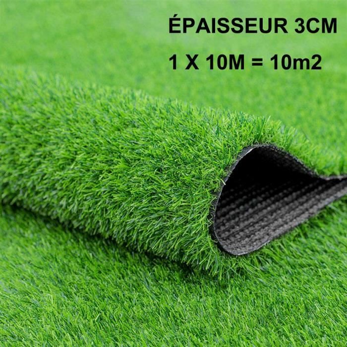 Gazon artificiel de haute qualitée , épaisseur 3 cm 1 x 10 m soit 10m2