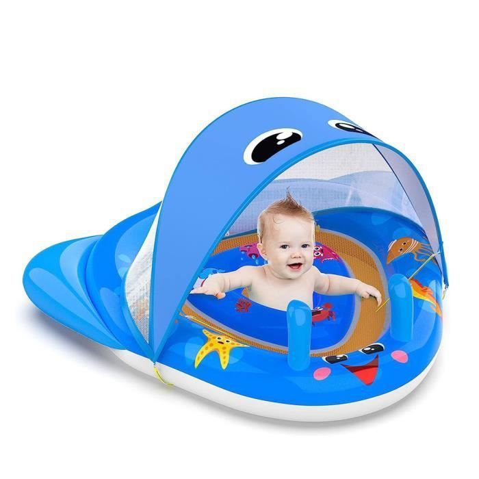Babyzwemband Met Zonnedak, Mambobaby, Niet Opblaasbare Zwemband Huidvriendelijk En Zacht Zwemhulp Zwemtrainer Voor Kinderen Van 3 Maanden Tot 24 Maanden