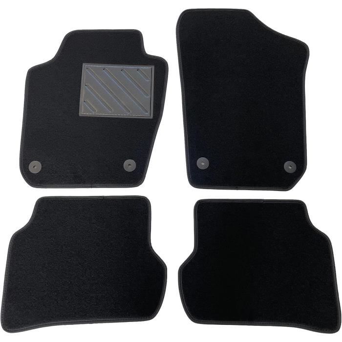 Tapis de Sol Antidérapants pour Seat Ibiza en Caoutchouc Noir 4 Pcs