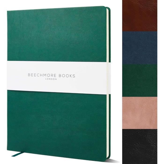 Beechmore Books Carnet de Note Ligné avec Pochette - A6, Rose I Journal Couverture Rigide Cuir Vegan, Papier Ligné Crème Épais 120 g/m², Boîte Cadeau, pour Écrivain, Journaliste, Réunion, Étudiant