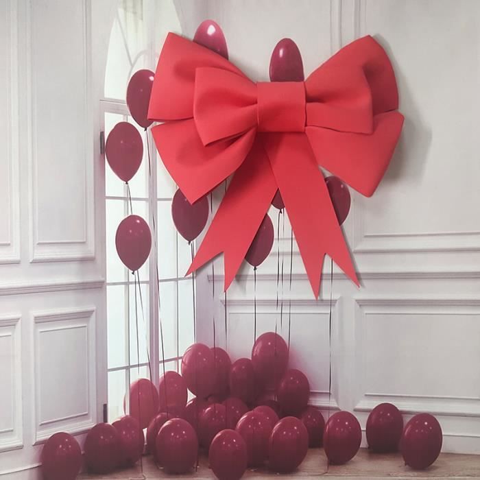 Nœud Géant Velours Rouge 180 Cm - Décoration Sapin Noël, Porte, Mur - Pour Mariage, Fêtes - Tissu Résistant - Installation Facile