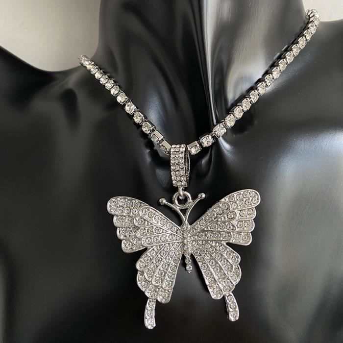 2019 Hot Strass Cristal Papillon Pendentif Longue Corde Chaîne Collier Pour Femmes