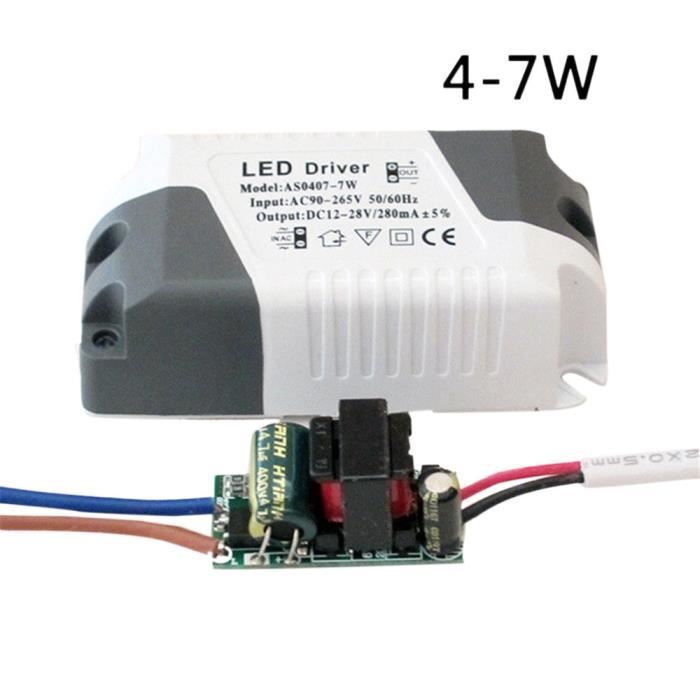 SJLERST 4-7X1W LED Driver Transformateur, Eclairage de plafond Systèmes  d'éclairage D'alimentation à Courant Constant Transformateur D'alimentation  étanche Adaptateur Entrée AC85-265V Sortie DC12-26V