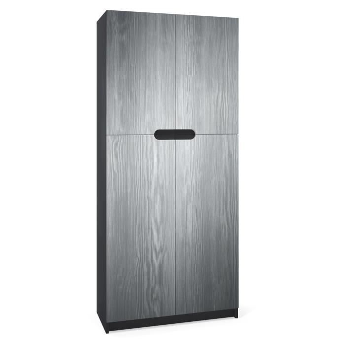 Vladon Armoire de bureau Rangement Logan- Corps en Noir mat - Façades en Avola-Anthracite Vladon Armoire de bureau Rangement Logan- Corps en Noir mat - Façades en Avola-Anthracite