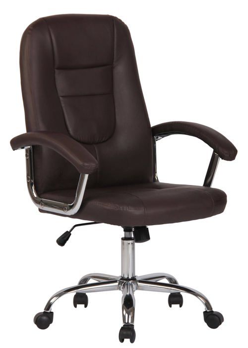fauteuil de bureau sur roulettes design moderne et confortable en synthetique marron