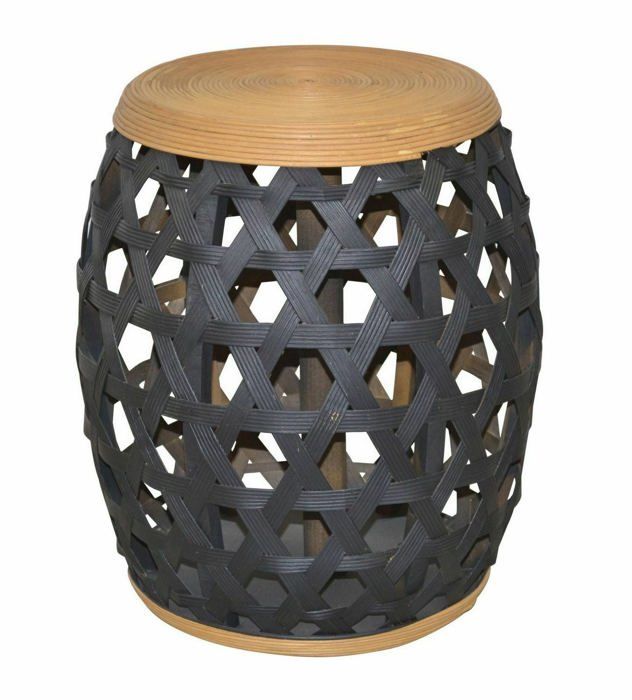 tabouret design / table d'appoint en bambou noir et bois