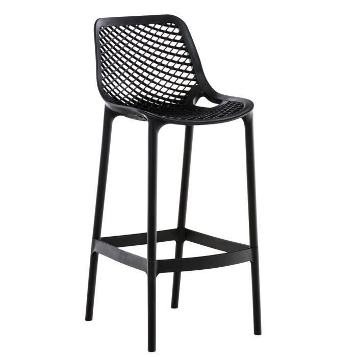 Tabouret de bar avec repose pieds design moderne plastique noir interieur ou exterieur 10_0000039