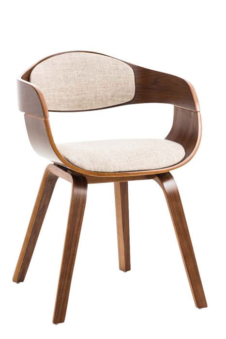 chaise de bureau sans roulettes visiteur en tissu et bois design retro et confort maximal noyer creme bur10546