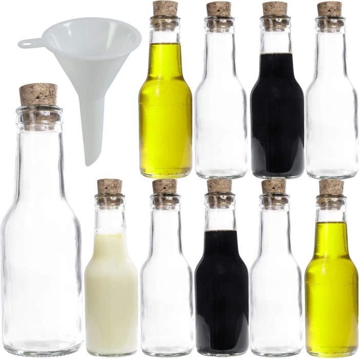 Lot De 6 Bouteilles En Verre 250ml Avec Bouchon Doré - Pour Vin, Liqueur, Sirop Ou Décoration
