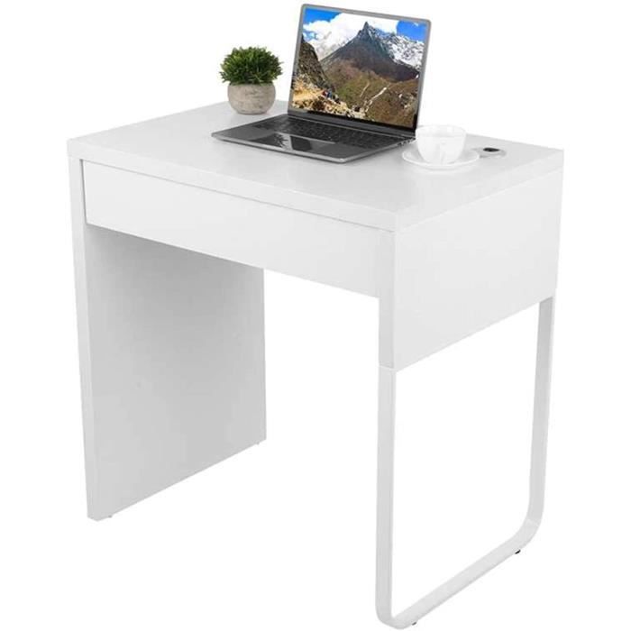 Bureau d'ordinateur moderne blanc de 1800 mm avec tiroirs et armoire latérale en bois doré｜Homary