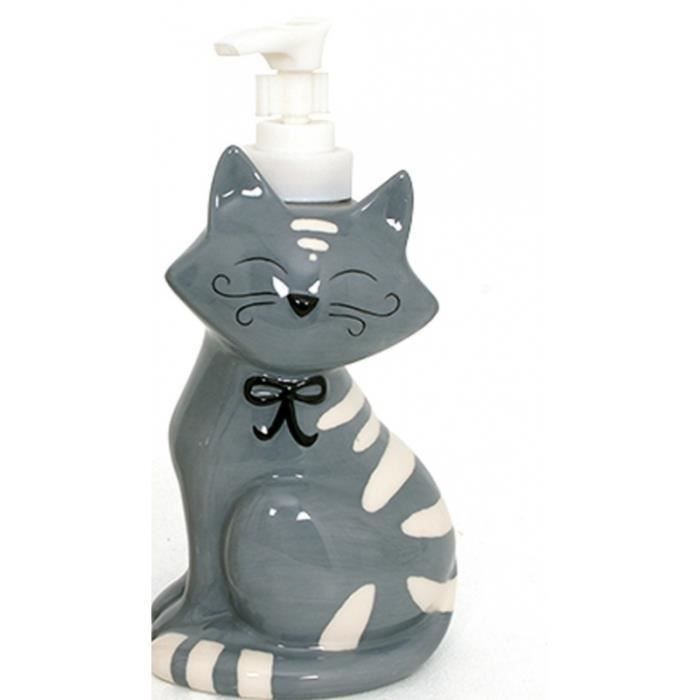 Distributeur De Savon En Ceramique Gris Decoration Chats Cdiscount Bricolage