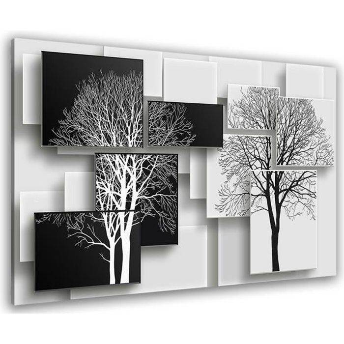 HXA DECO - Impression sur Toile, Décoration Murale Tableau Moderne, Tableau  Graphique Arbres sur fonds Noir et Blanc - 80x50 cm - Cdiscount Maison