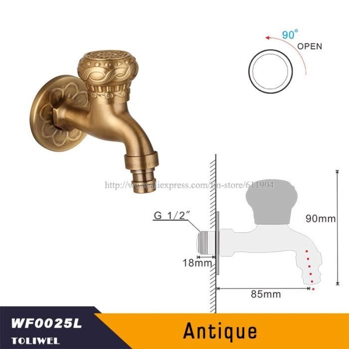 1 paire de robinets de lavabo chaud et froid pour lavabo de salle de