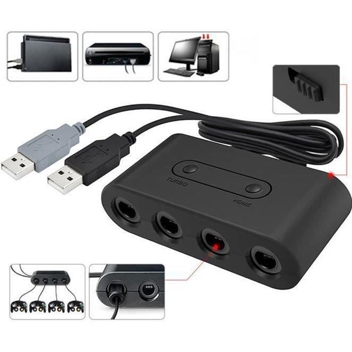 4port USB pour adaptateur contrôleur pour Nintendo Gamecube NGC Switch Wii U PC 3en1 lht6168