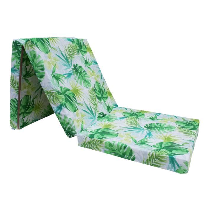 matelas futon pliable natalia spzoo - mousse - vert - 1 place - motif coloré - ferme
