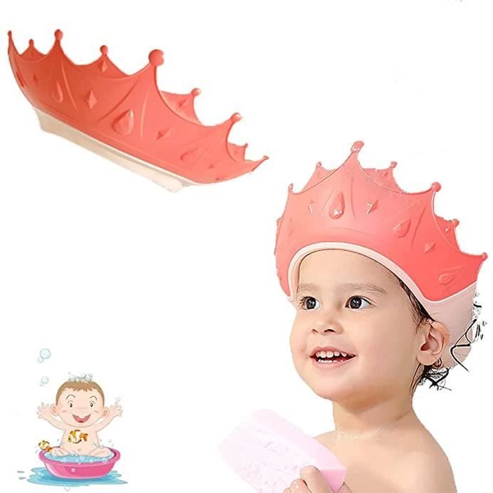QUETO Bonnet de douche pour bébé, joli bonnet de douche, chapeau à visière  réglable, protège les yeux et les oreilles des enfants (Bleu)