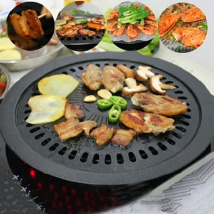 Photo de fer-ronde-korean-bbq-grill-plaque-barbecue-set-antiadhesive-avec-set