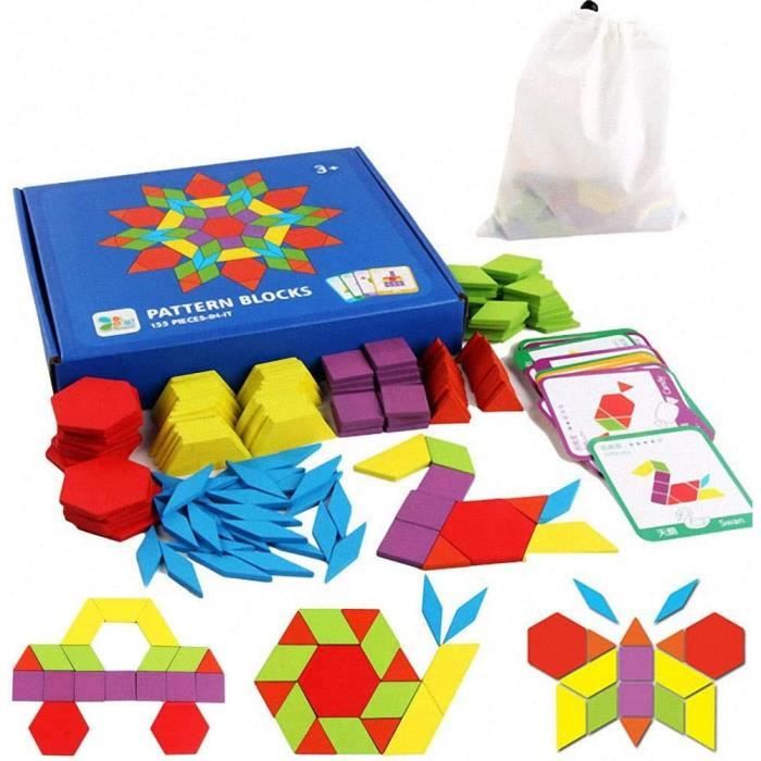 Puzzle hexagonal en bois pour enfant adulte casse-tête puzzles défi jouet  forme de motif blocs tangram géométrie logique jeux iq pour 4-8 garçons  filles