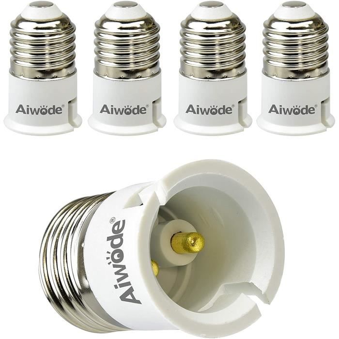 Adaptateur B22 Vers E27 - Lot De 6, Convertisseur Douille Baïonnette En Vis, Pour Ampoules LED Et Halogènes, 200W Max