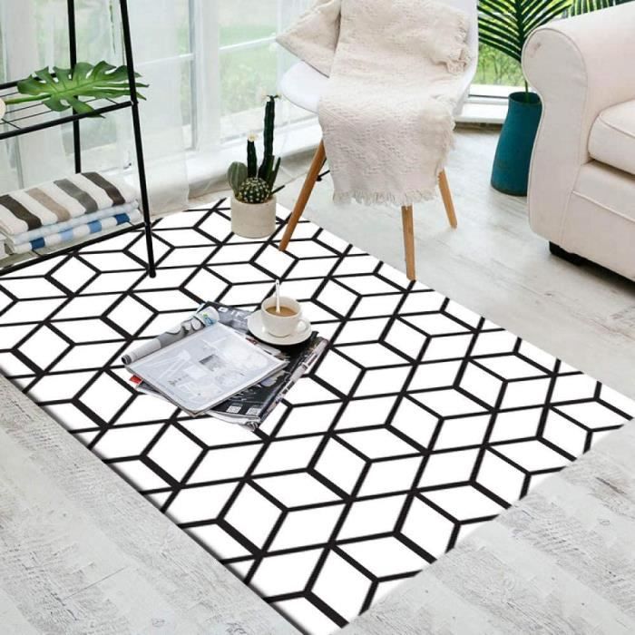 Tapis Moderne Effet Marbre Noir Et Blanc – Doux, Antidérapant, Lavable, Pour Salon Ou Chambre (160x230cm) - 2