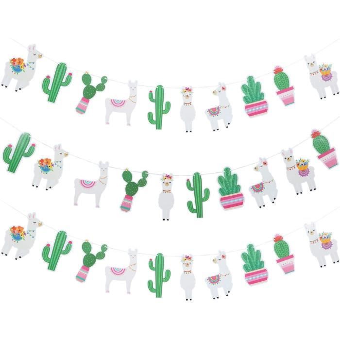 3 Pieces Banniere Cactus Llama Guirlande Lama Decoration De Fete Pour Articles De Fete A Theme Lama Cactus De Anniversaire Grad 40 Cdiscount Maison