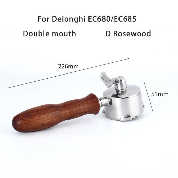 2 bouche d Rosewood - Poignée de Machine à café expresso 51mm pour  Delonghi, en acier inoxydable, Double bouc