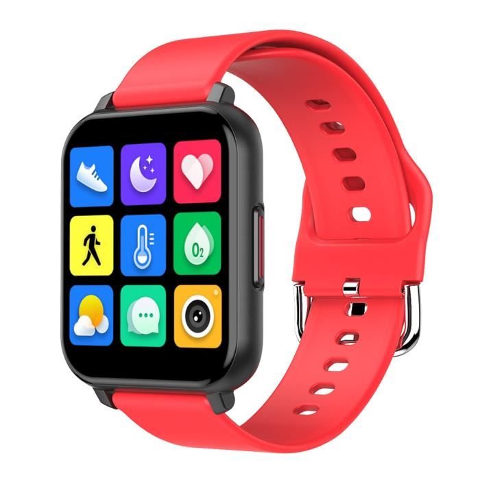 Montre connect e 2020 nouveau T82 montre intelligente 1.55 pouces plein cran tactile sport Fitness Smartwatch hommes Type Rouge
